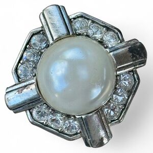 Vtg Franklin Mint Jackie Kennedy Collection Brooch Pendant Crystal Pearl
